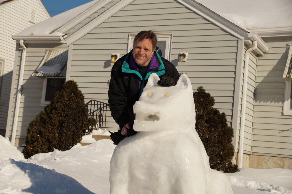 The Wolf of 28th and his snow statue.